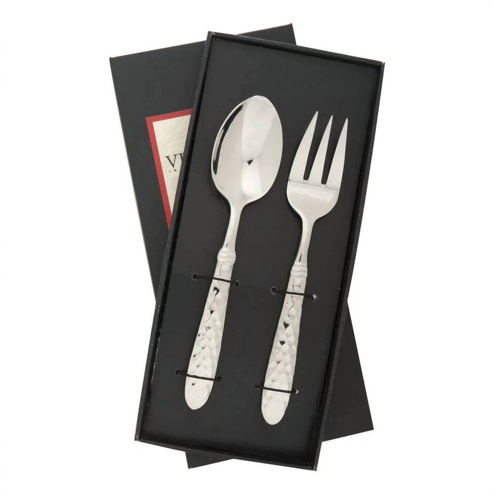 NEW VIETRI martellato serving set in silver